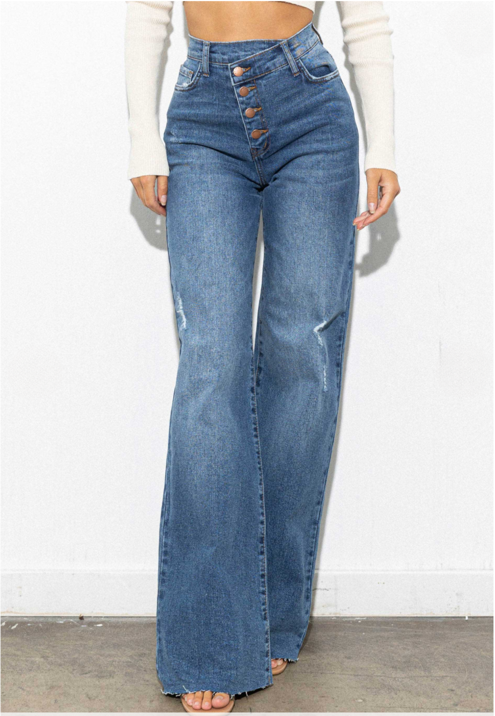 Cross-Over Wide Leg Jean